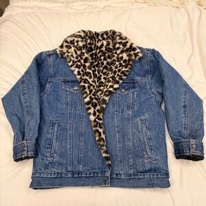 Levi's Blue Jean Jacket with Leopard Print Collar